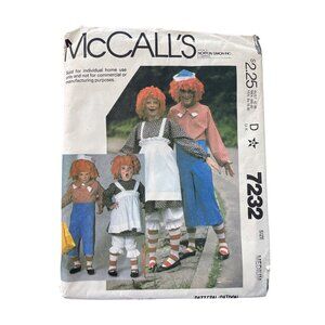 80s McCalls 7232 Sewing Pattern Size Medium Raggedy Ann Andy Costume CUT 1980
